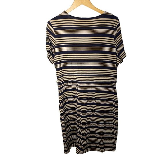 Talbots Tan Black Faux Wrap Short Sleeved Midi Dress Sz 1X - Picture 2 of 10